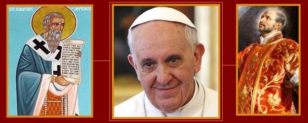 Pope Francis and two Ignatius saints collage