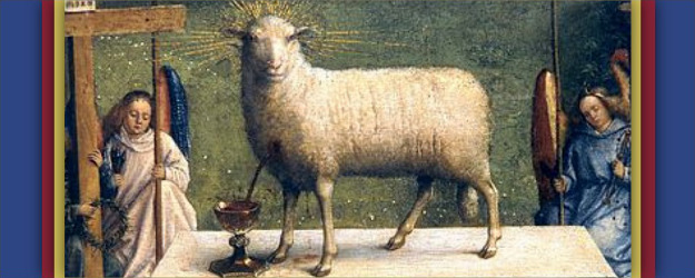 Detail, Adoration of the Mystic Lamb, Ghent altarpiece, Jan van Eyck (1430-32).