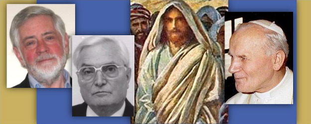 Photos (left to right): Joseph Boyle, Jr.; Josef Fuchs, S.J.; Pope John Paul II.