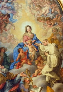 Painting by Giovanni Odazzi: Mystic Marriage of St. Robert to Our Lady